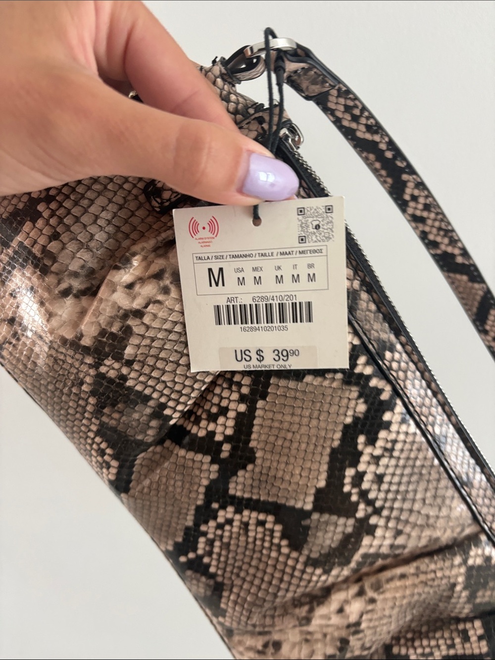 Zara Beige and Black Snake Print Mini Bag - Picture 9 of 10